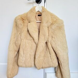 Vintage Blond Genuine soft Rabbit Fur Cropped Jacket Size M Medium